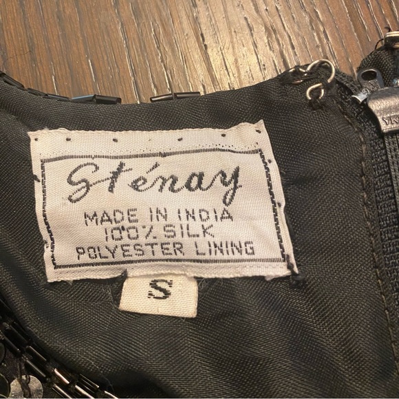 VTG Sténay 100% Silk Beaded Sequin Blouse Size Small - Picture 4 of 7